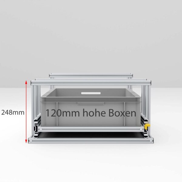 Heckauszug, Höhe bei 120mm hohen Boxen