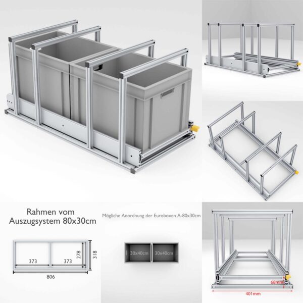 Heckauszug 80x30cm für Euroboxen