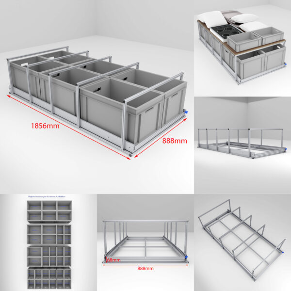 Heckauszug-System für Kastenwagen und Camper Praktischer Schwerlastauszug für Euroboxen